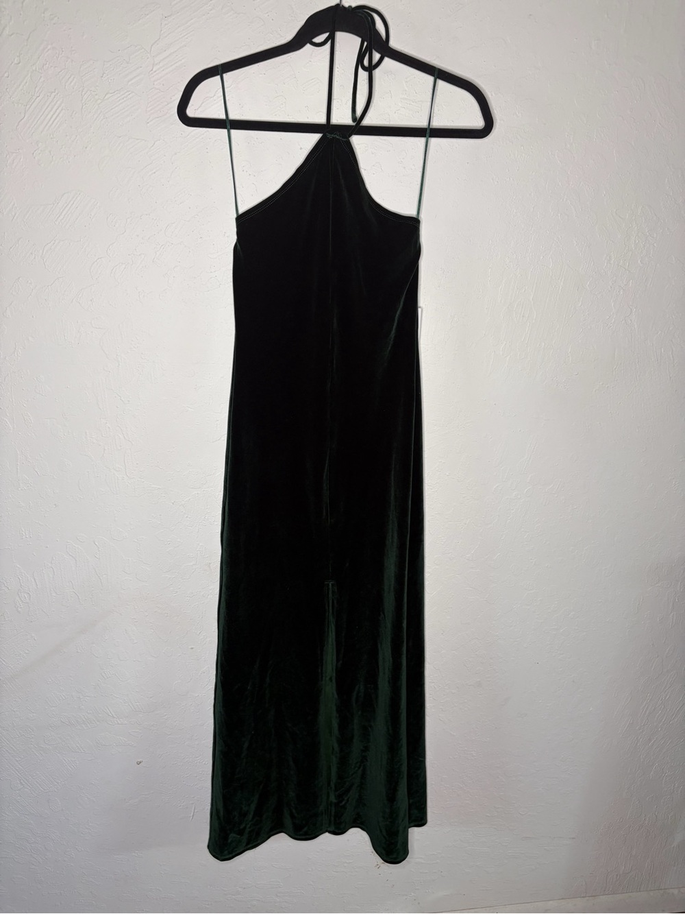 Reformation Women XS Nyla Emerald Green Halter‎ Split Front Velvet Dress Formal